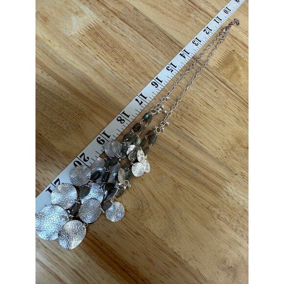 Stella & Dot Calypso Coin Statement Necklace With Hammered Silver Discs & Adjust - Picture 6 of 11